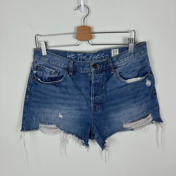 Free People Sofia Short 31 Denim Boho Western Fray Hem Summer Casual Everyday - Picture 1 of 9
